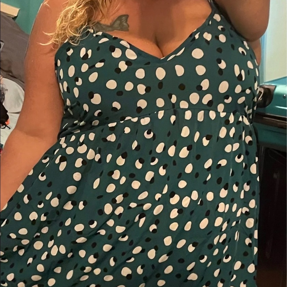 Green polka dot dress 3X new